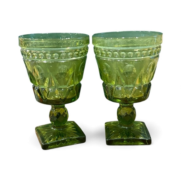 Vintage Other - Vintage Green Glass Dessert Cups Goblets